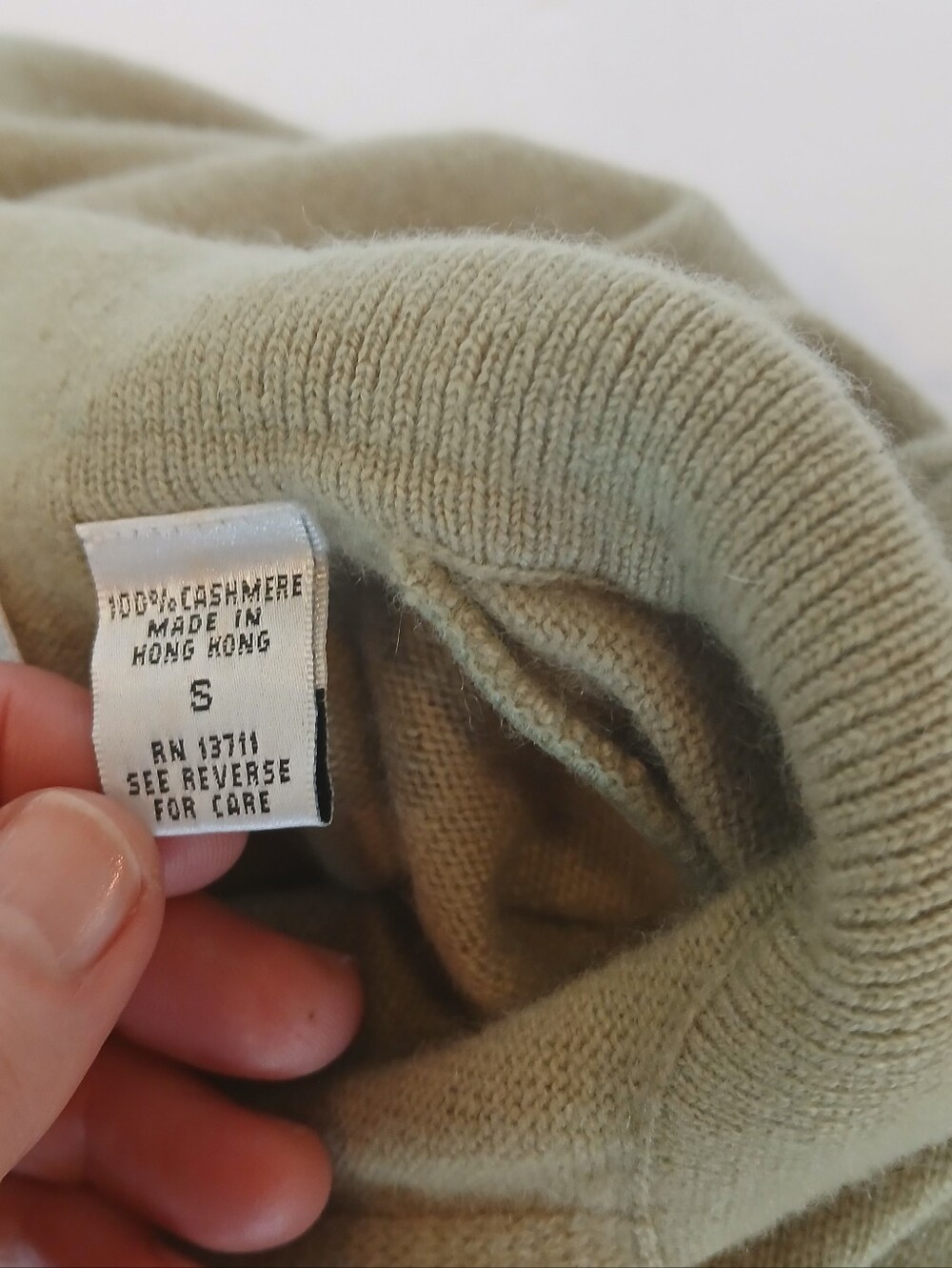 Valerie Stevens Olive Green Collared V Neck Two-Ply Cashmere Sweater Small - Picture 10 of 11